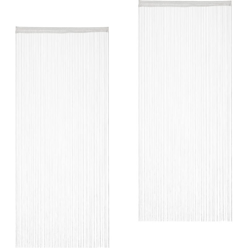foto del prodotto tenda a fili, accorciabile, set da 2, hxl 90 x 245 cm, porte e finestre, frange, separ e divisorio, bianco relaxdays