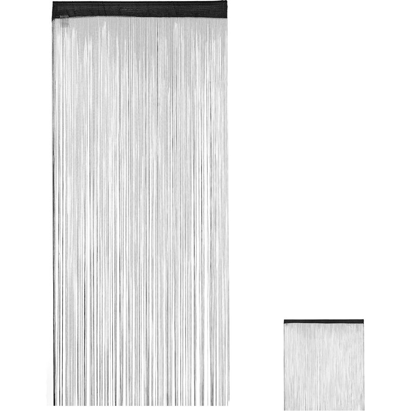 foto del prodotto tenda a fili, accorciabile, set da 2, hxl 90 x 245 cm, porte e finestre, frange, separ e divisorio, nero relaxdays