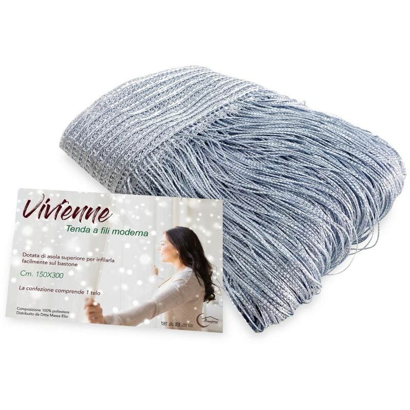 foto del prodotto tenda a fili vivienne per porta cm. 150x300 tinta unita grigio