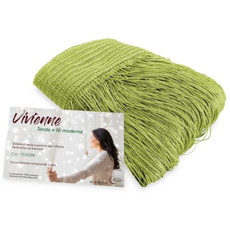 foto del prodotto tenda a fili vivienne per porta cm. 150x300 tinta unita verde