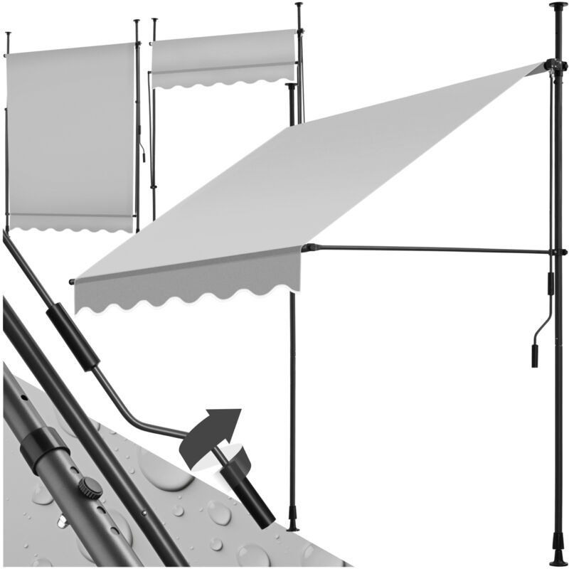 foto del prodotto tenda a morsetto con manovella, altezza regolabile tenda da sole a morsetto per balconi, tende da sole balcone, tenda da sole a caduta 150 x 180