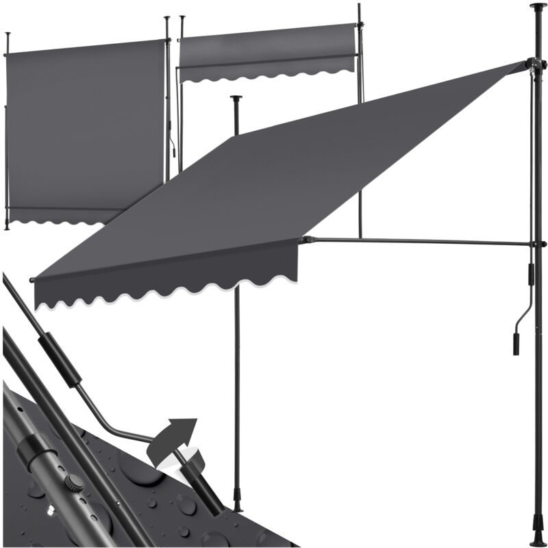 foto del prodotto tenda a morsetto con manovella, altezza regolabile tenda da sole a morsetto per balconi, tende da sole balcone, tenda da sole a caduta 200 x 180