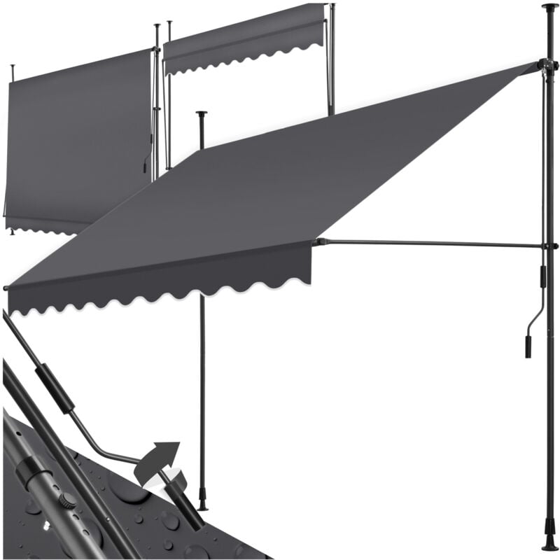 foto del prodotto tenda a morsetto con manovella, altezza regolabile tenda da sole a morsetto per balconi, tende da sole balcone, tenda da sole a caduta 250 x 180