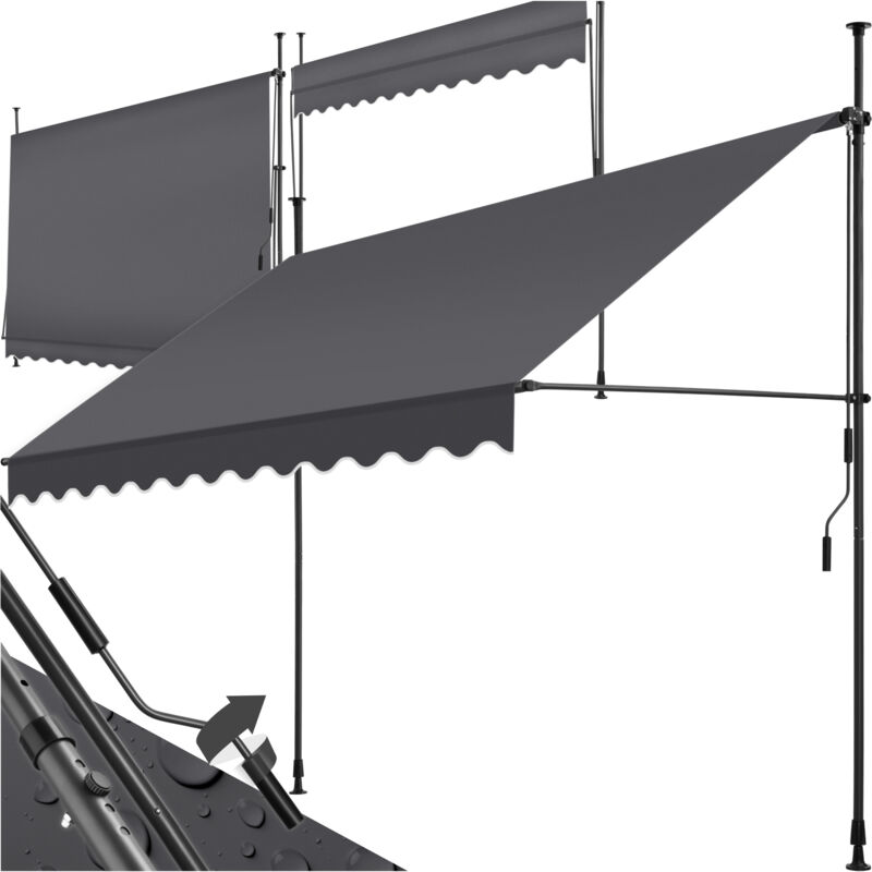 foto del prodotto tenda a morsetto con manovella, altezza regolabile tenda da sole a morsetto per balconi, tende da sole balcone, tenda da sole a caduta 300 x 180