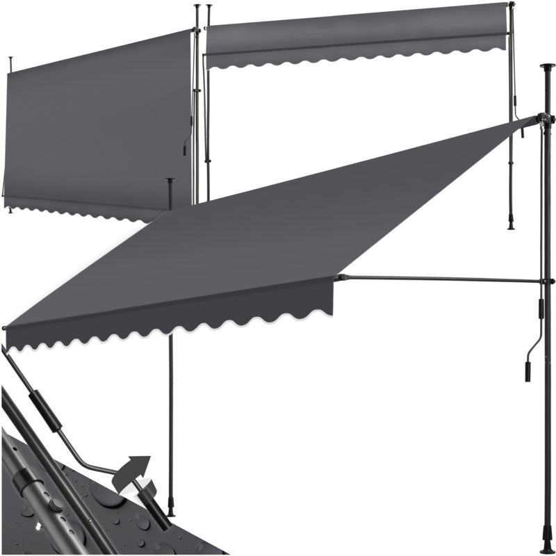 foto del prodotto tenda a morsetto con manovella, altezza regolabile tenda da sole a morsetto per balconi, tende da sole balcone, tenda da sole a caduta 350 x 180