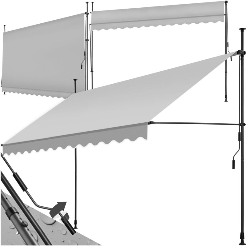 foto del prodotto tenda a morsetto con manovella, altezza regolabile - tenda da sole a morsetto per balconi, tende da sole balcone, tenda da sole a caduta - 350 x 180 cm