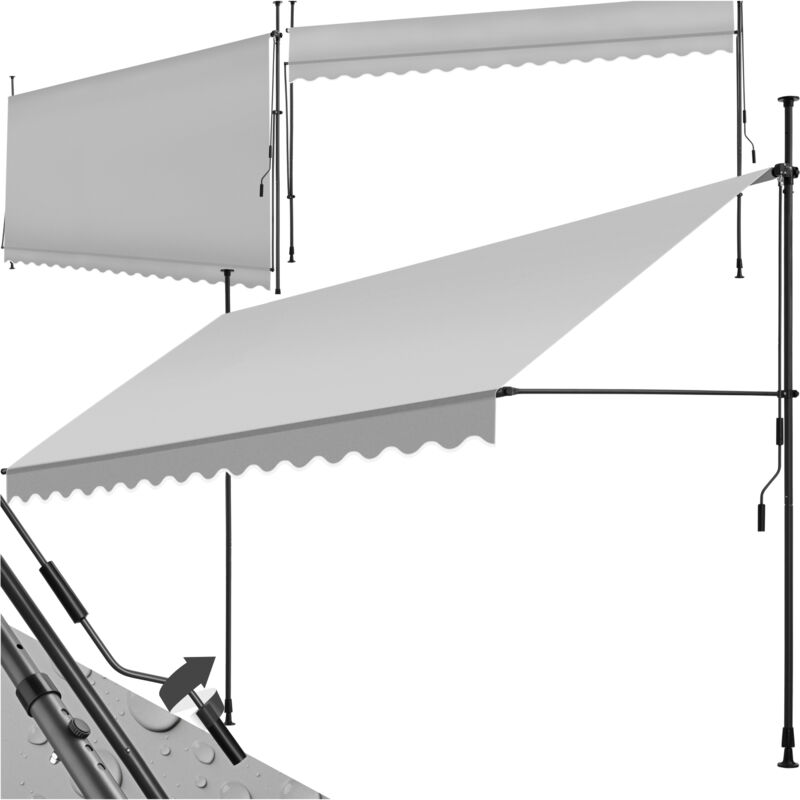 foto del prodotto tenda a morsetto con manovella, altezza regolabile tenda da sole a morsetto per balconi, tende da sole balcone, tenda da sole a caduta 400 x 180