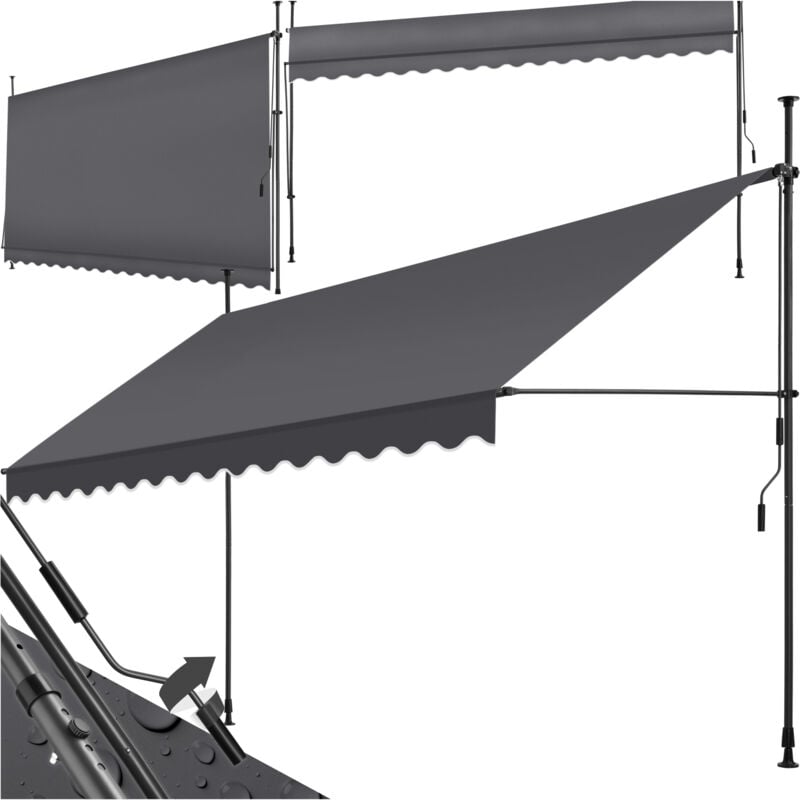 foto del prodotto tenda a morsetto con manovella, altezza regolabile tenda da sole a morsetto per balconi, tende da sole balcone, tenda da sole a caduta 400 x 180