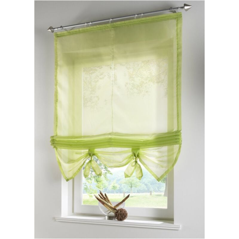 foto del prodotto tenda a pacchetto classica, in voile, tinta unita, per camera da letto, bagno, soggiorno, balcone, 1 pezzo, verde, 120x155 cm sollbry