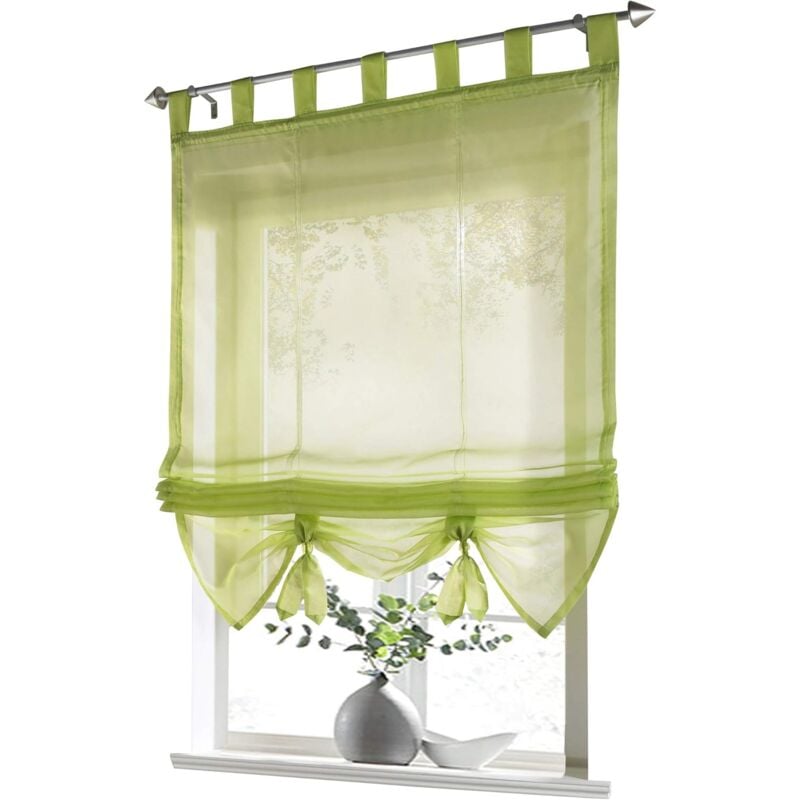 foto del prodotto tenda a pacchetto con passanti per tende da cucina, tende a pacchetto trasparenti, tende moderne in voile verde lxa 120x155cm 1 pezzo 