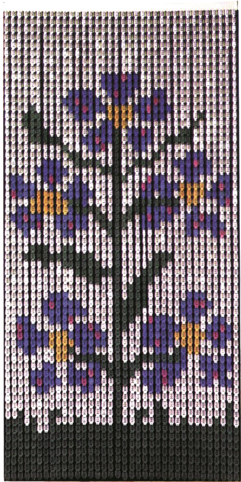 foto del prodotto tenda a piastrina fiori 44 strisce per 63 piastrine cm.120x230h.