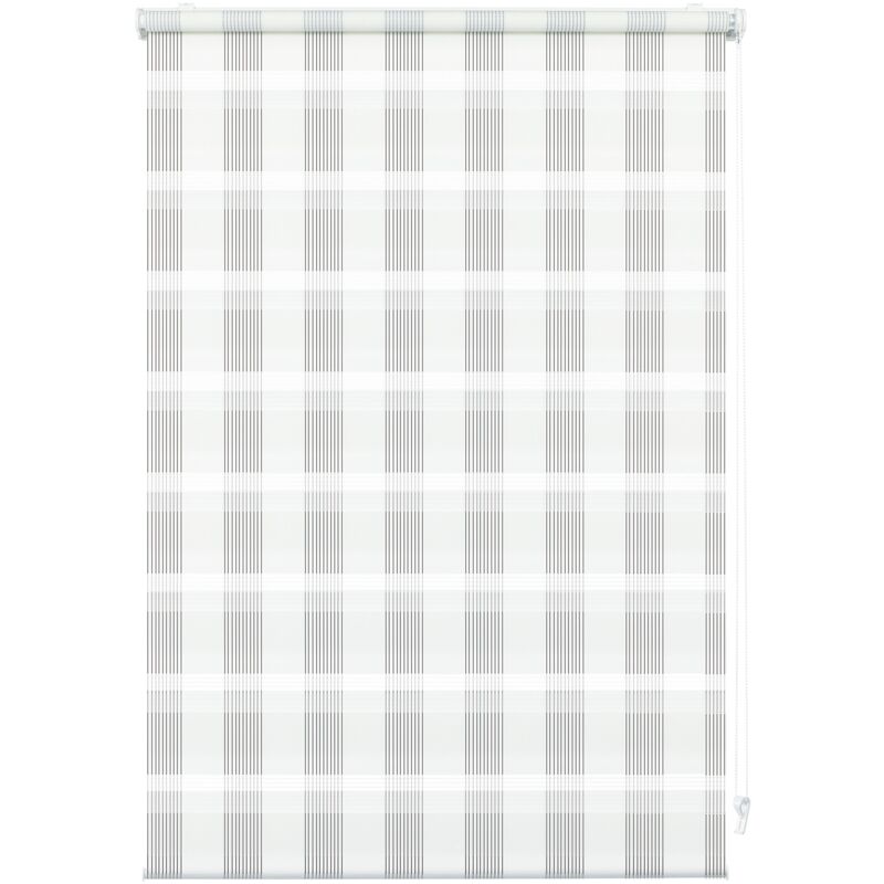 foto del prodotto tenda a rullo doppia con morsetto o adesiva, tenda a rullo con catenella laterale, trasparente e opaca, kit di montaggio incluso, bianco a scacchi, 45 x 150 cm - gardinia