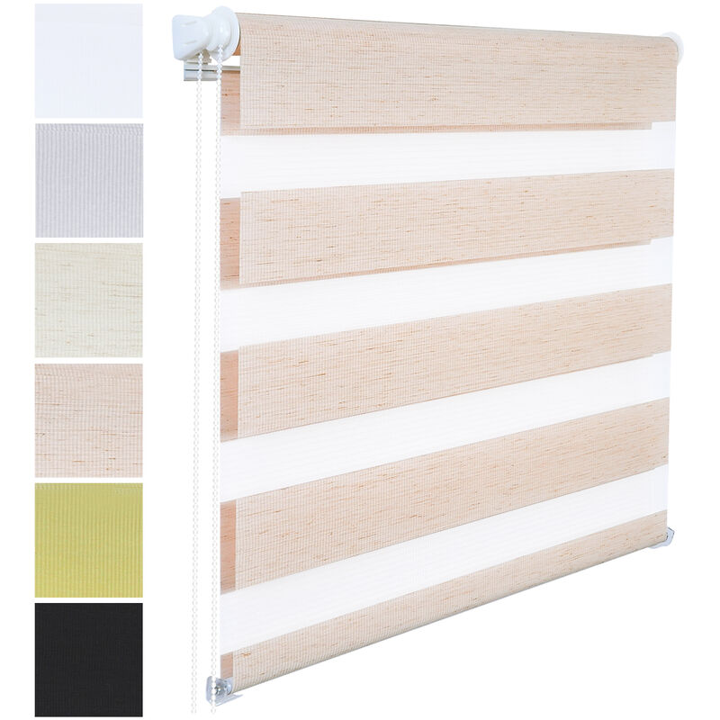 foto del prodotto tenda a rullo doppio oscurante per interni senza foratura avvolgibile colore naturale 100x150cm woltu