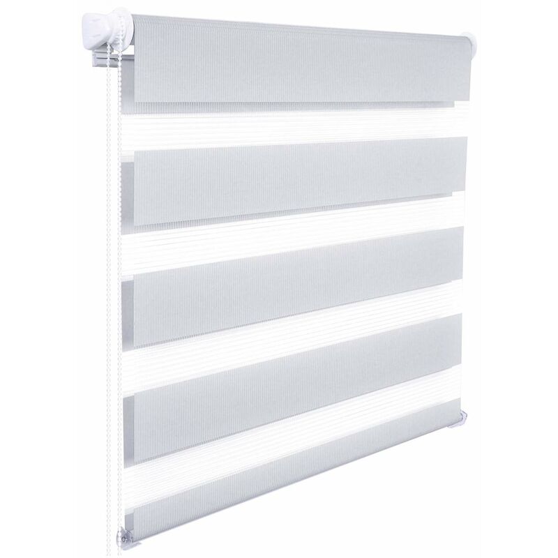 foto del prodotto tenda a rullo doppio oscurante per interni senza foratura avvolgibile grigio 55x150cm woltu