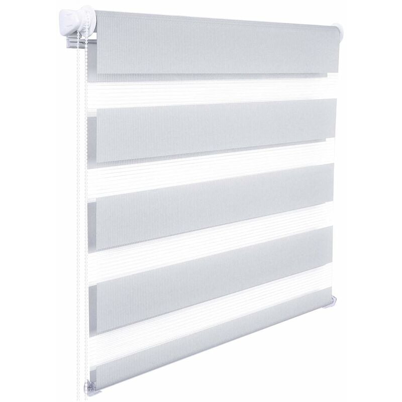 foto del prodotto tenda a rullo doppio oscurante per interni senza foratura avvolgibile grigio 70x150cm woltu