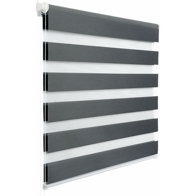 foto del prodotto tenda a rullo doppio oscurante per interni senza foratura avvolgibile grigio scuro 110x120 cm woltu
