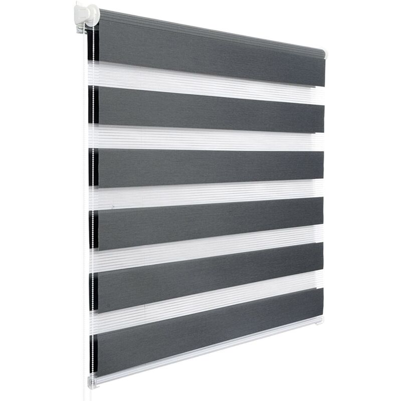 foto del prodotto tenda a rullo doppio oscurante per interni senza foratura avvolgibile grigio scuro 55x150 cm woltu