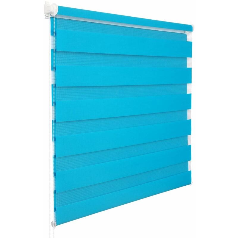 foto del prodotto tenda a rullo doppio oscurante per interni senza foratura avvolgibile turchese 100x150 cm woltu