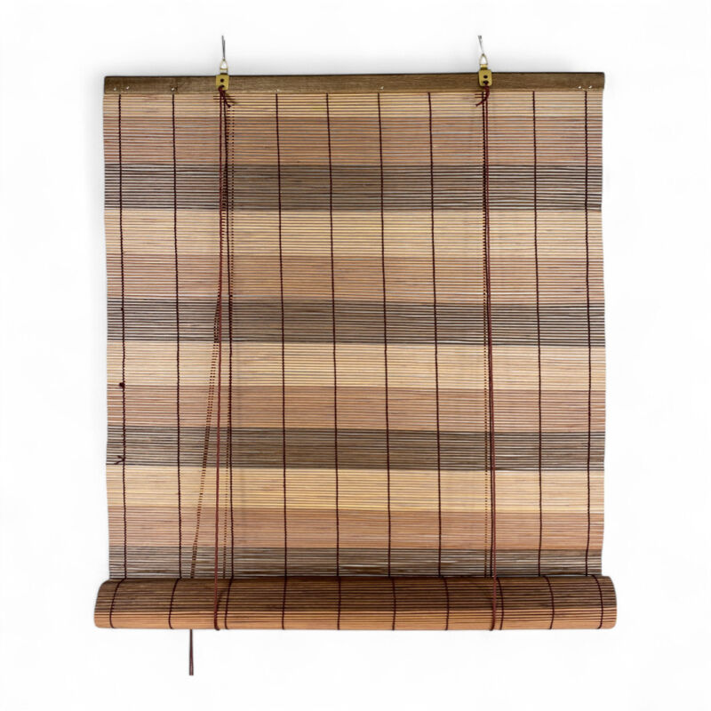 foto del prodotto tenda a rullo in bamboo 60x150 cm tapparella in legno naturale per interni ed esterni montaggio facile marrone