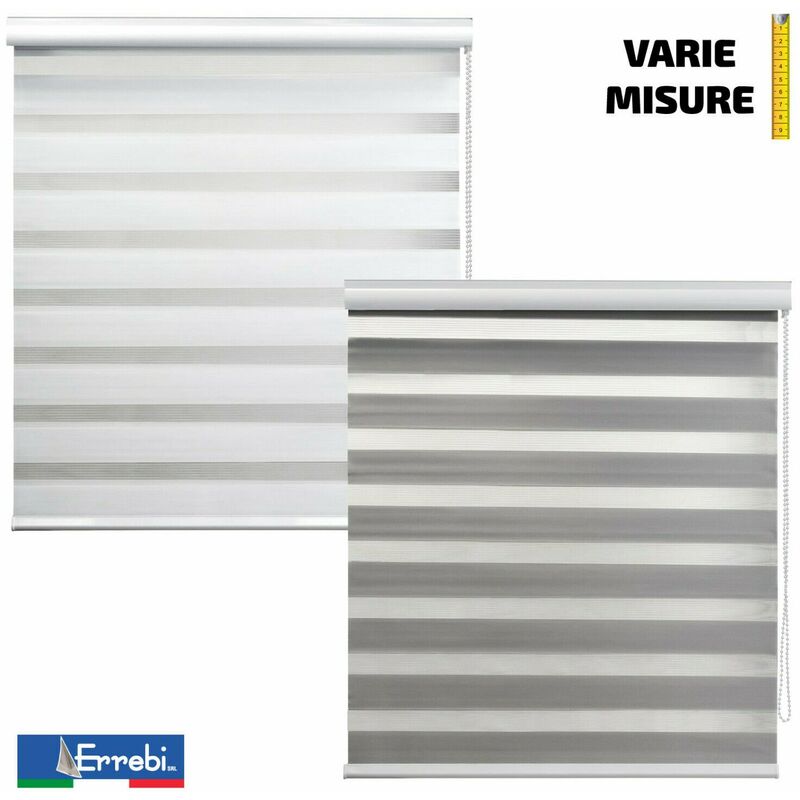 foto del prodotto tenda a rullo oscurante con cassonetto zebra ombreggiante tende finestra errebi colore bianco dimensioni 120 x 250 cm