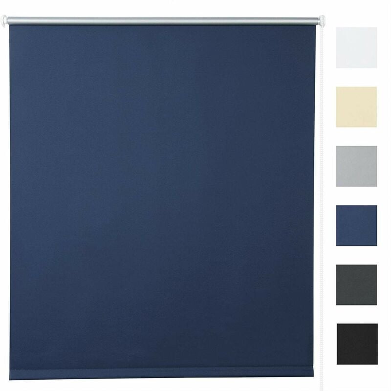 foto del prodotto tenda a rullo oscurante termica isolante finestra porta senza fori blu 70x160 cm woltu