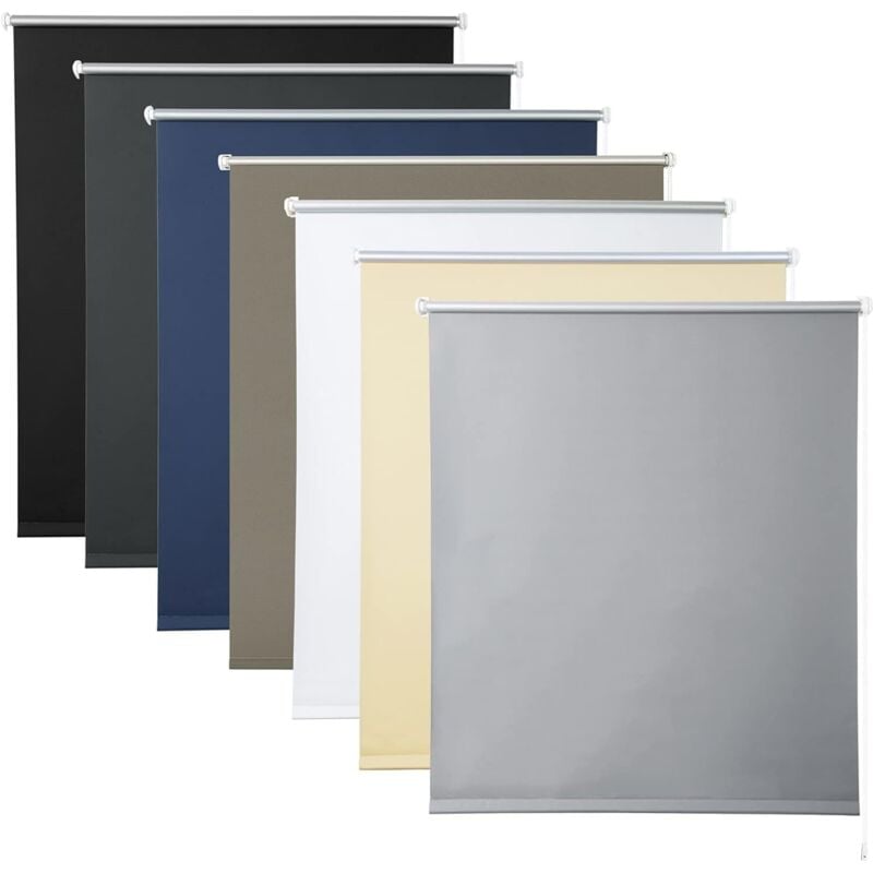 foto del prodotto tenda a rullo oscurante termica isolante finestra porta senza fori grigio 75x120 cm woltu