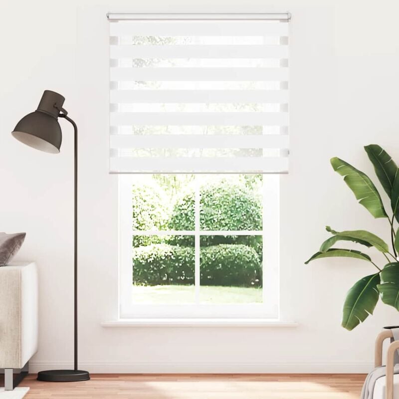 foto del prodotto tenda a rullo oscurante zebra in poliestere 120 x 230 cm con catenella vari colori colore bianco