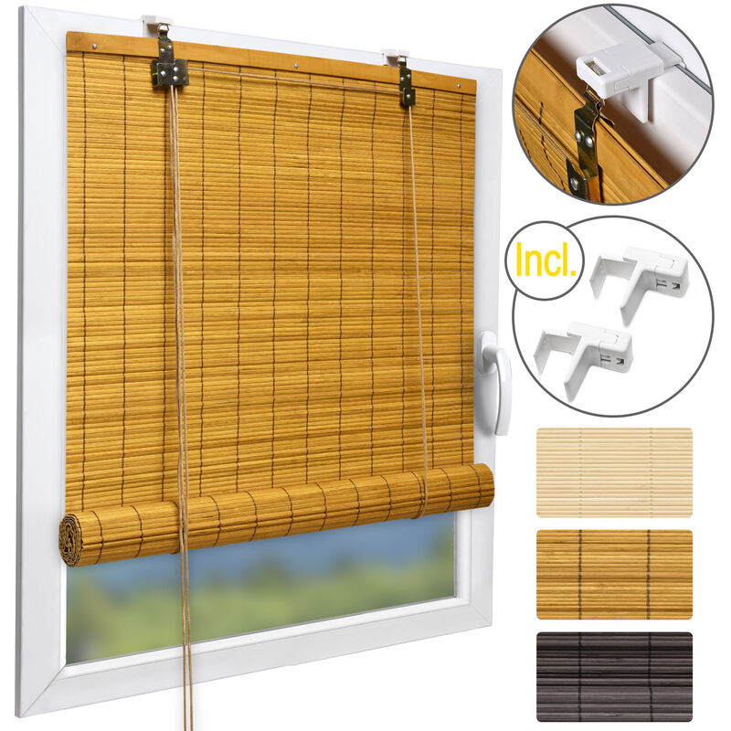 foto del prodotto tenda a rullo soldecor b86 veneziana per finestre, porte e balconi avvolgibile bamboo chiaro bamb , 160x90 cm sol royal