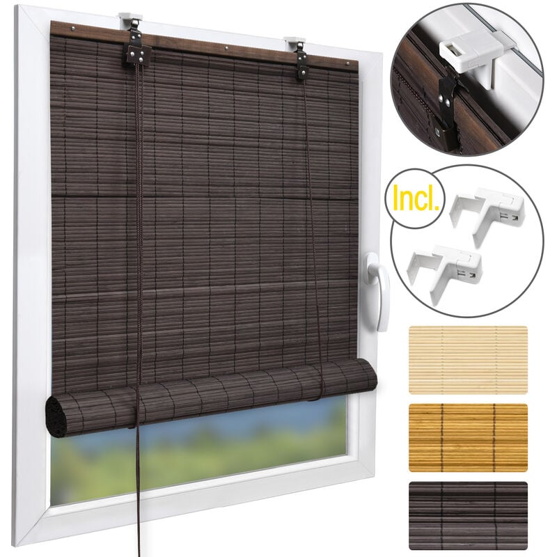 foto del prodotto tenda a rullo soldecor b86 veneziana per finestre, porte e balconi avvolgibile bamboo chiaro marrone, 160x80 cm sol royal