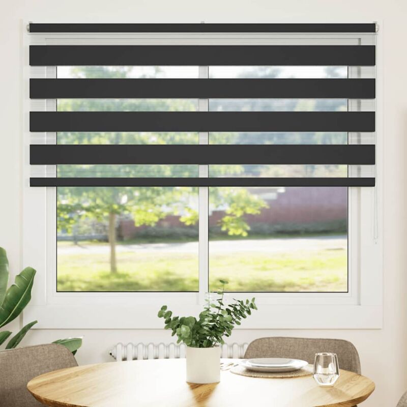 foto del prodotto tenda a rullo zebra nero larghezza tessuto 150,9 cm poliestere vidaxl