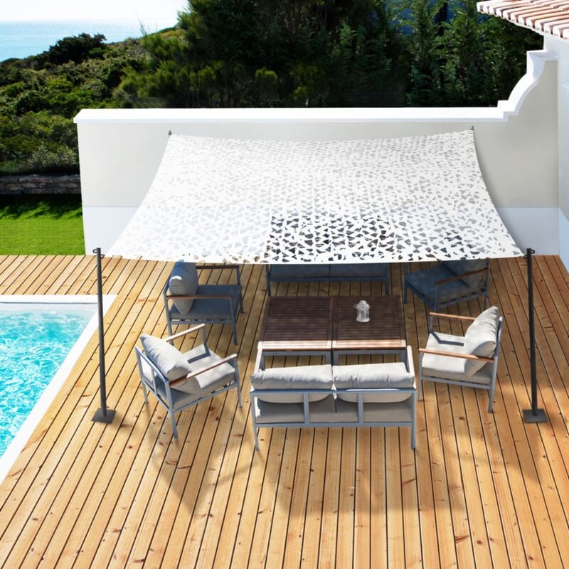 foto del prodotto tenda a vela parasole rettangolare design mimetico 3x4 m bianco