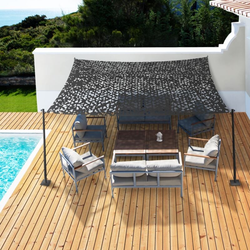 foto del prodotto tenda a vela parasole rettangolare design mimetico 3x4 m grigio