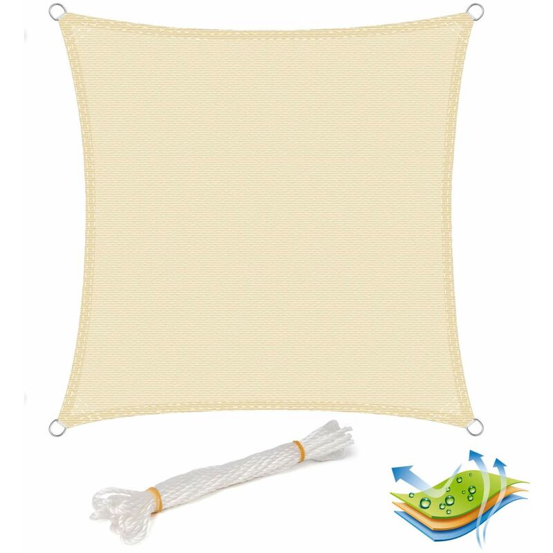 foto del prodotto tenda a vela parasole telo da sole in protezione solare anti uv giardino beige 5x5 m woltu