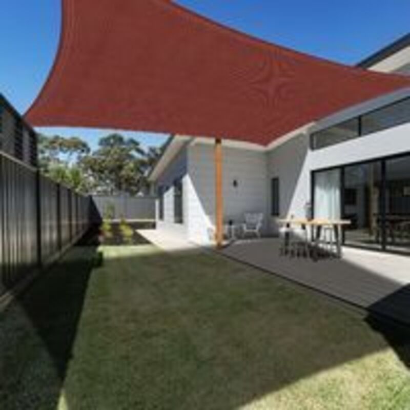 foto del prodotto tenda a vela rettangolare color mattone rosso 3x4m, impermeabile, resistente ai raggi uv, per giardino, patio, piscina, esterno, con corda gratuita
