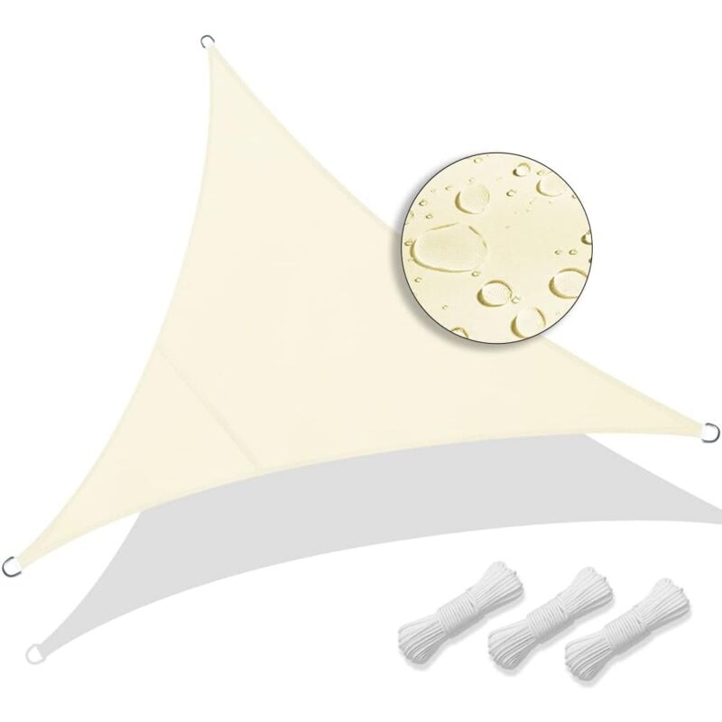 foto del prodotto tenda a vela triangolare, vela ombreggiante in pes resistente all acqua, protezione uv per giardino, patio, balcone, terrazza, esterno beige 2x2x2m
