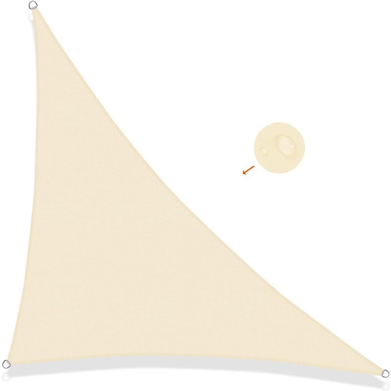 foto del prodotto tenda a vela triangolare, vela ombreggiante in pes resistente all acqua, protezione uv per giardino, patio, balcone, terrazza, esterno beige 3x4x5m