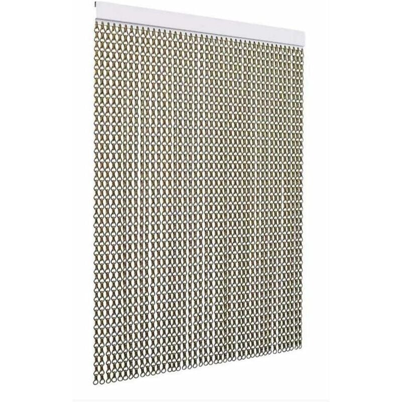 foto del prodotto tenda antimosche per porte e finestre colore binario argento modello catena in alluminio l.100 cm x h.240 cm, marrone tendaggimania