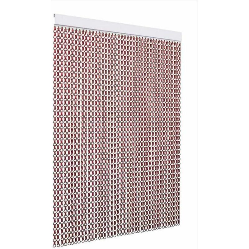 foto del prodotto tenda antimosche per porte e finestre colore binario argento modello catena in alluminio l.100 cm x h.240 cm, rosso tendaggimania