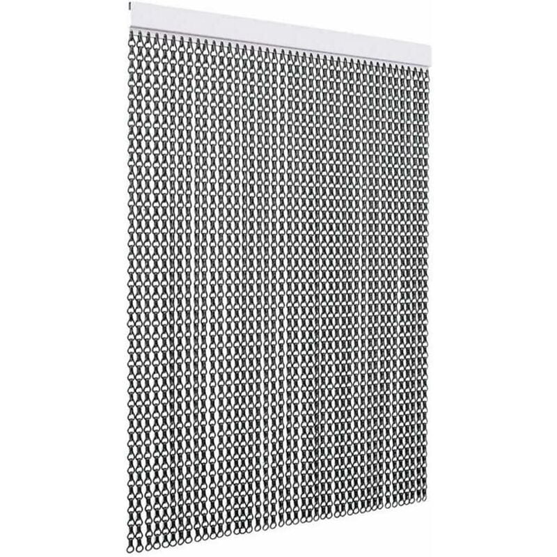 foto del prodotto tenda antimosche per porte e finestre colore binario argento modello catena in alluminio l.120 cm x h.240 cm, nero tendaggimania