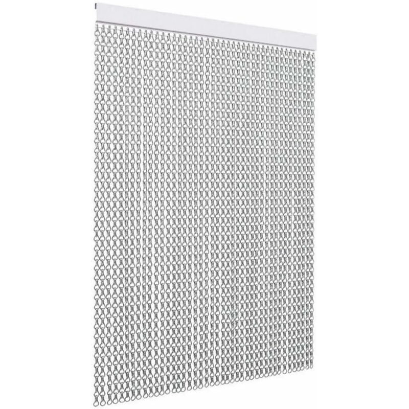foto del prodotto tenda antimosche per porte e finestre colore binario argento modello catena in alluminio l.80 cm x h.240 cm, argento tendaggimania