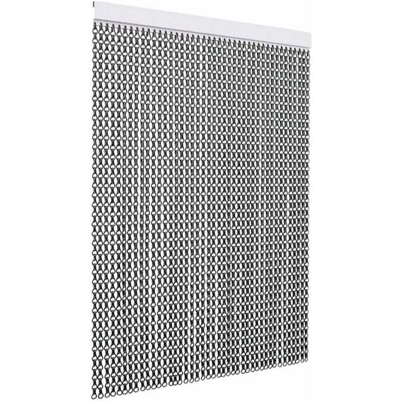 foto del prodotto tenda antimosche per porte e finestre colore binario argento modello catena in alluminio l.80 cm x h.240 cm, nero tendaggimania