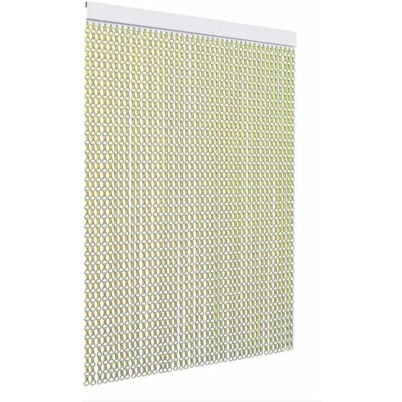foto del prodotto tenda antimosche per porte e finestre colore binario argento modello catena in alluminio l.80 cm x h.240 cm, oro tendaggimania