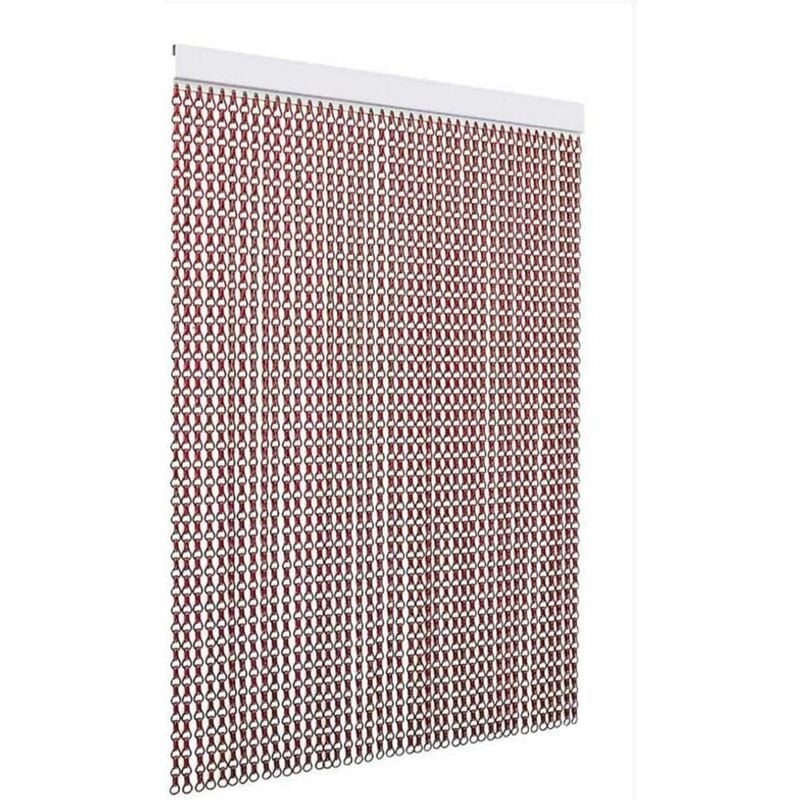 foto del prodotto tenda antimosche per porte e finestre colore binario argento modello catena in alluminio l.80 cm x h.240 cm, rosso tendaggimania