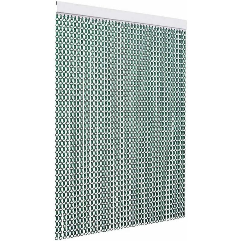 foto del prodotto tenda antimosche per porte e finestre colore binario argento modello catena in alluminio l.80 cm x h.240 cm, verde tendaggimania