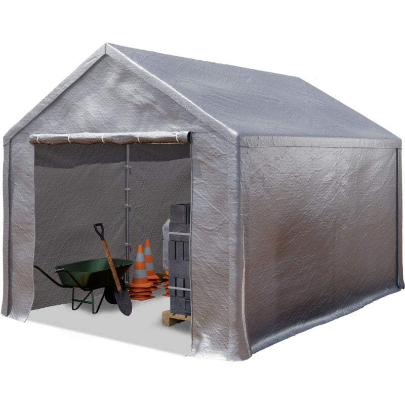foto del prodotto tenda capannone 3x4 m tendostruttura tenda garage telone pe 350 n impermeabile in grigio toolport