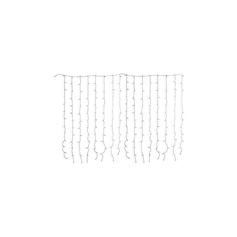 foto del prodotto tenda cascata luci led decorative natalizie per esterno a batteria con giochi di luci 208 led bianco caldo cavo luci 3 metri