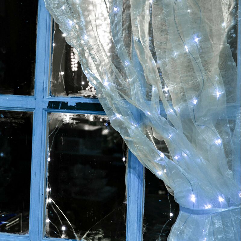 foto del prodotto tenda chiffon con 200 nanoled bianco luce fissa per uso interno