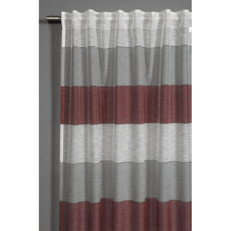foto del prodotto tenda con passanti nascosti e nastro fettuccia integrato, opaca, filtrante, stamigna, rosso, 140 x 245 cm gardinia
