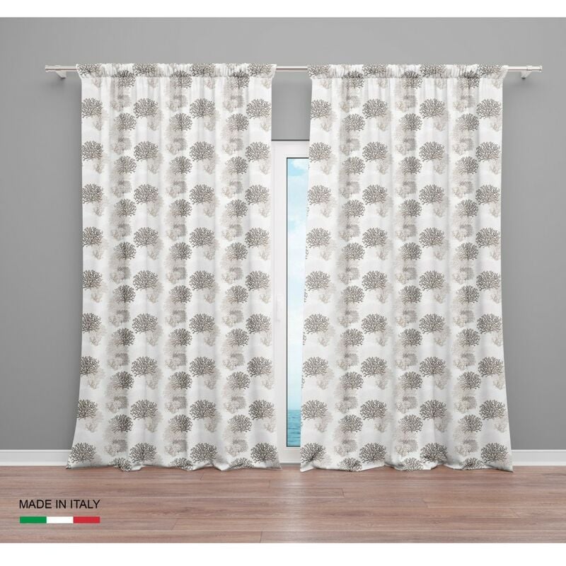 foto del prodotto tenda corallo beige cm.160x300 confezionata made in italy misto lino