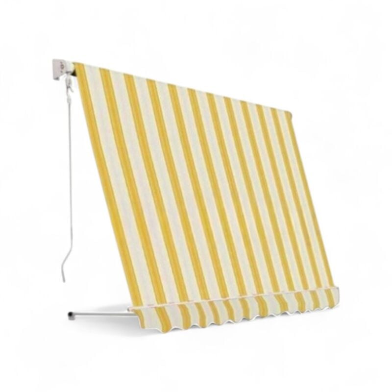 foto del prodotto tenda da balcone para sole a caduta senza cassone 300x250 cm giallo e crema a righe con profili in alluminio